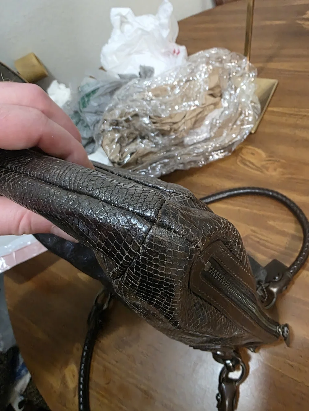 Coach Kristin ,black Python With Gunmetsl Hardware